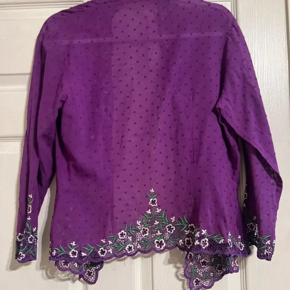 Purple Embroidered Cardigan from Singapore - Nonya style - Picture 2 of 2
